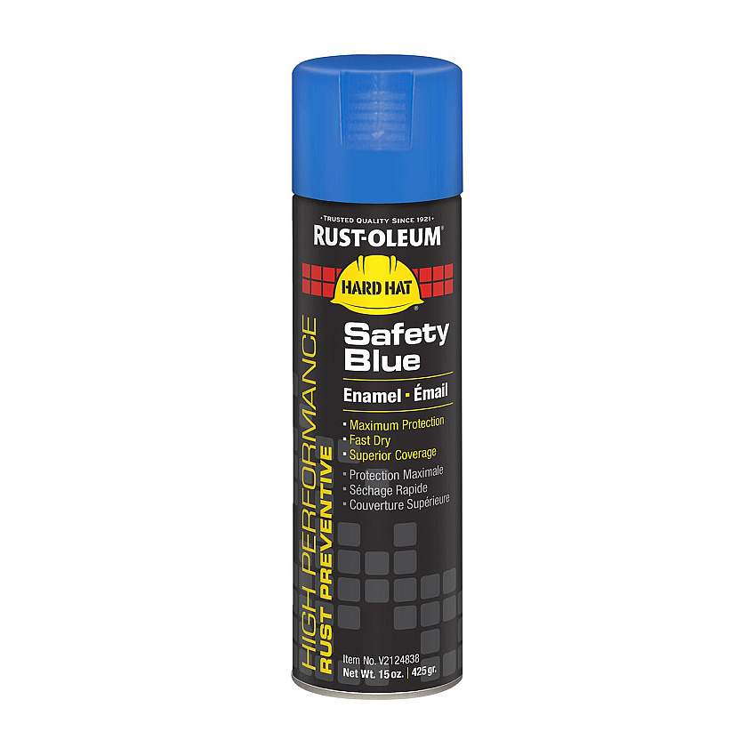 Rust-Oleum Hard Hat High Performance V2100 System Rust Preventive Enamel Spray Paint, Gloss Safety Blue, 15 oz Aerosol Can, 6/Carton (V2124838CT)