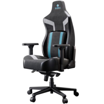 Eureka Python II Ergonomic Chair, Supports up to 300 lb, 18.88" to 22.83" Seat Height, Black Fabric Seat, Black/Blue Fabric Back (EKAGC08BU)