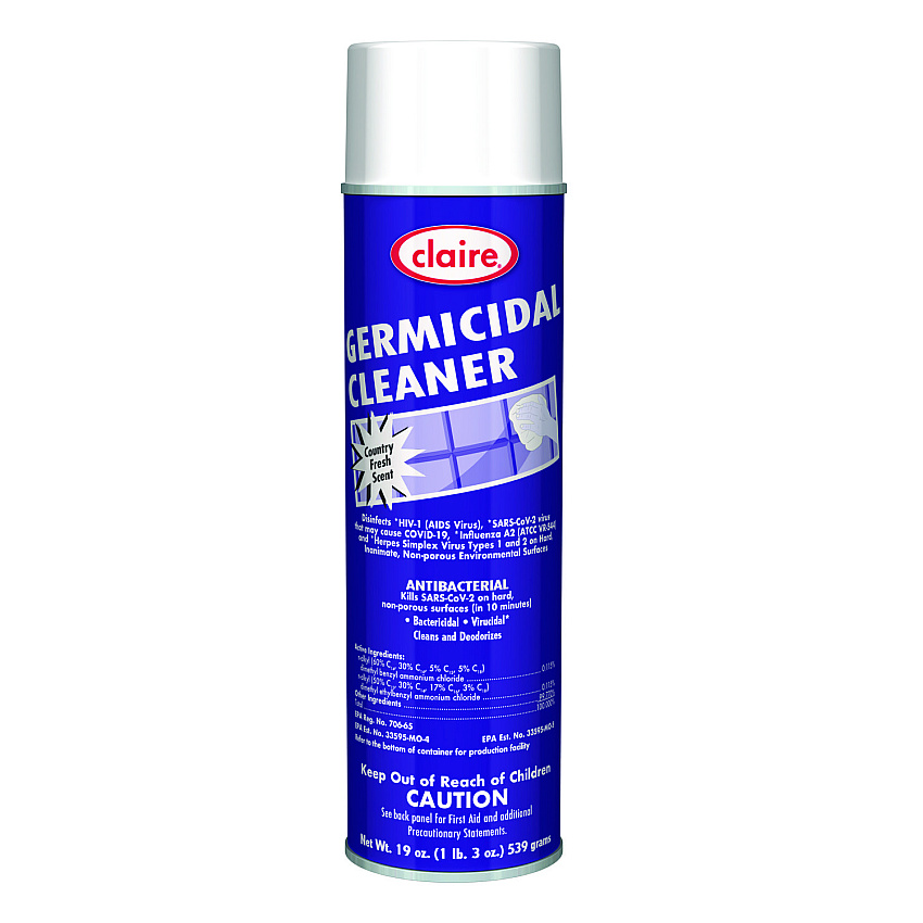 Claire Germicidal Cleaner, Country Fresh Scent, 19 oz Aerosol Spray, 12/Carton (CGC876)