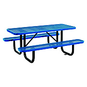 Global Industrial Expanded Steel Picnic Table, Rectangular, 72 x 62 x 29.5, Blue Top, Blue Base/Legs (GBE277152BL)
