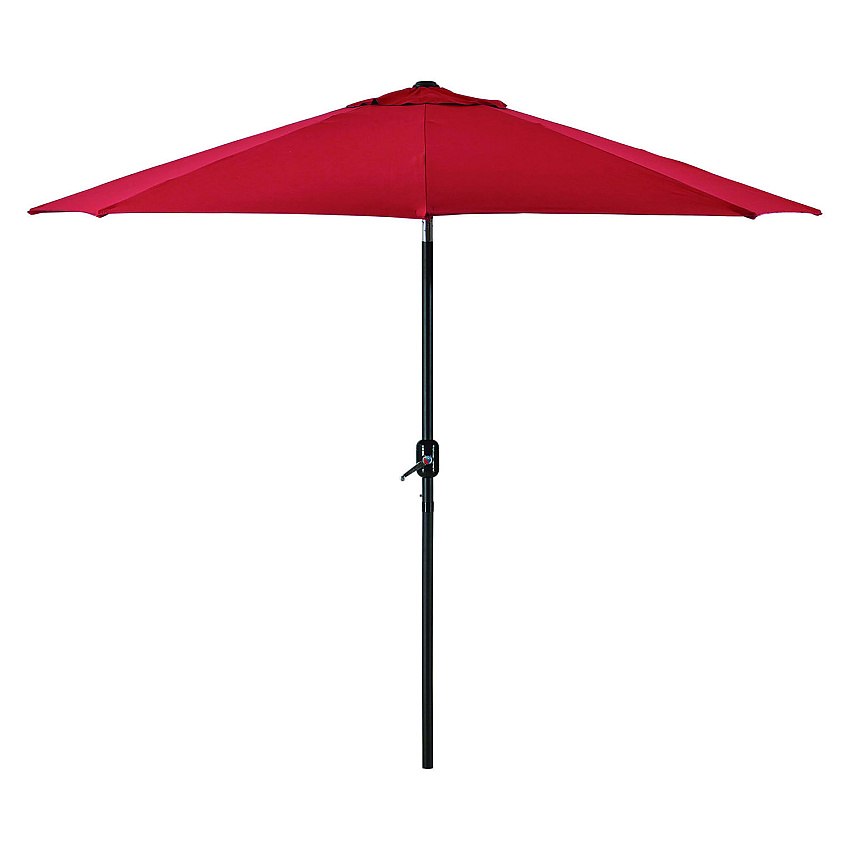 Global Industrial Outdoor Umbrella with Tilt Mechanism, 102" Span, 94" Long, Red Canopy, Black Handle (GBE262070)