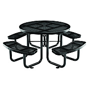 Global Industrial Perforated Steel Picnic Table, Round, 46" Dia x 29.5"h, Black Top, Black Base/Legs (GBE262078BK)