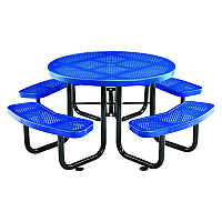 Global Industrial Perforated Steel Picnic Table, Round, 46" Dia x 29.5"h, Blue Top, Blue Base/Legs (GBE262078BL)