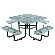 Global Industrial Expanded Steel Picnic Table, Square, 81 x 81 x 29.5, Gray Top, Gray Base/Legs (GBE277151GY)