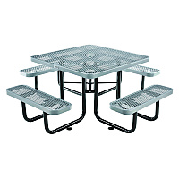 Global Industrial Expanded Steel Picnic Table, Square, 81 x 81 x 29.5, Gray Top, Gray Base/Legs (GBE277151GY)