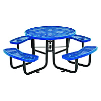 Global Industrial Expanded Steel Picnic Table, Round, 46" Dia x 29.5"h, Blue Top, Blue Base/Legs (GBE277150BL)