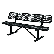 Global Industrial Expanded Steel Bench With Back, 72 x 24 x 33, Black (GBE277154BK)