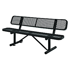 Global Industrial Expanded Steel Bench With Back, 72 x 24 x 33, Black (GBE277154BK)