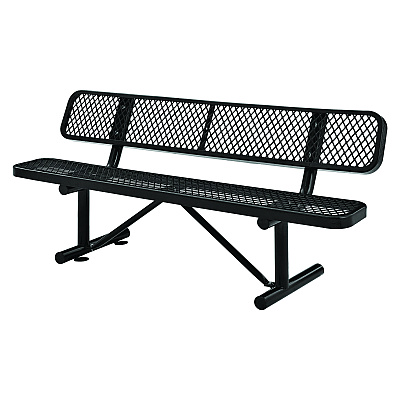 Global Industrial Expanded Steel Bench With Back, 72 x 24 x 33, Black (GBE277154BK)