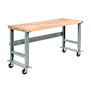 Global Industrial Light Duty Butcher Block Top Adjustable Height Workbench, 800 lbs, 72 x 30 x 36 to 43, Gray (GBE183168A)