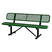 Global Industrial Expanded Steel Bench With Back, 72 x 24 x 33, Green (GBE277154GN)