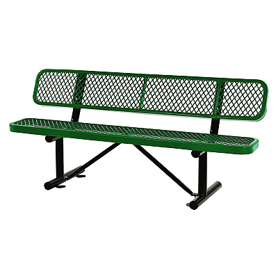 Global Industrial Expanded Steel Bench With Back, 72 x 24 x 33, Green (GBE277154GN)