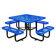 Global Industrial Expanded Steel Picnic Table, Square, 81 x 81 x 29.5, Blue Top, Blue Base/Legs (GBE277151BL)
