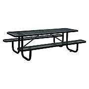 Global Industrial Expanded Steel Picnic Table, Rectangular, 96 x 62 x 29.5, Black Top, Black Base/Legs (GBE277153BK)