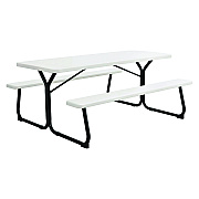 Global Industrial Blow-Molded Plastic Picnic Table, Rectangular, 72 x 60 x 30, White Top, White Base/Legs (GBE695484)