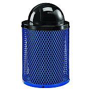 Global Industrial Outdoor Diamond Steel Trash Can, 36 gal, Dome Lid, Blue (GBE261948BL)