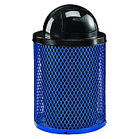 Global Industrial Outdoor Diamond Steel Trash Can, 36 gal, Dome Lid, Blue (GBE261948BL)