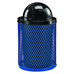 Global Industrial Outdoor Diamond Steel Trash Can, 36 gal, Dome Lid, Blue (GBE261948BL)