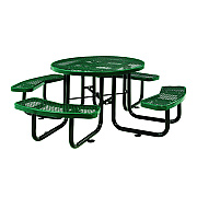 Global Industrial Expanded Steel Picnic Table, Round, 46" Dia x 29.5"h, Green Top, Green Base/Legs (GBE277150GN)