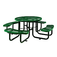 Global Industrial Expanded Steel Picnic Table, Round, 46" Dia x 29.5"h, Green Top, Green Base/Legs (GBE277150GN)