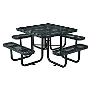 Global Industrial Expanded Steel Picnic Table, Square, 81 x 81 x 29.5, Black Top, Black Base/Legs (GBE277151BK)