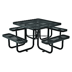 Global Industrial Expanded Steel Picnic Table, Square, 81 x 81 x 29.5, Black Top, Black Base/Legs (GBE277151BK)
