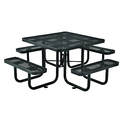 Global Industrial Expanded Steel Picnic Table, Square, 81 x 81 x 29.5, Black Top, Black Base/Legs (GBE277151BK)