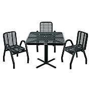 Global Industrial Outdoor Dining Set, Square, 36 x 36 x 29, Black Top, Black Base/Legs (GBE348119BK)