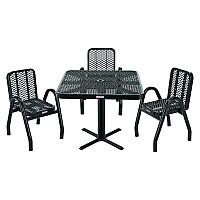 Global Industrial Outdoor Dining Set, Square, 36 x 36 x 29, Black Top, Black Base/Legs (GBE348119BK)