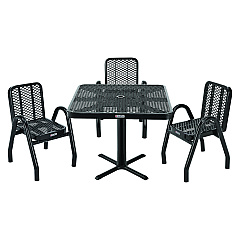 Global Industrial Outdoor Dining Set, Square, 36 x 36 x 29, Black Top, Black Base/Legs (GBE348119BK)