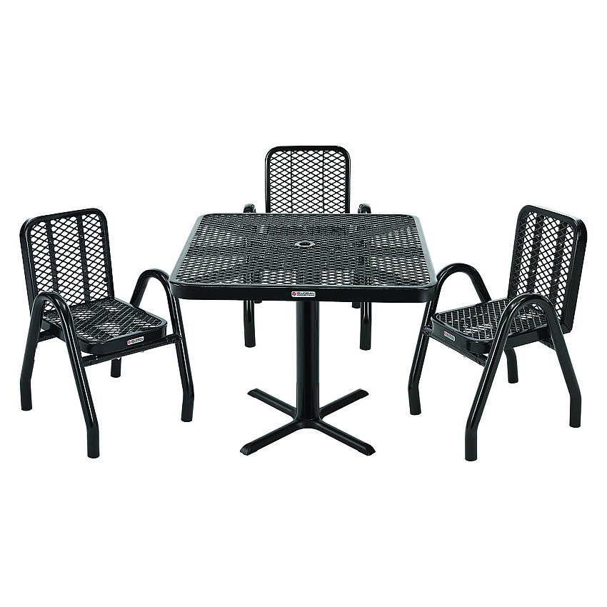 Global Industrial Outdoor Dining Set, Square, 36 x 36 x 29, Black Top, Black Base/Legs (GBE348119BK)