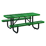 Global Industrial Expanded Steel Picnic Table, Rectangular, 72 x 62 x 29.5, Green Top, Green Base/Legs (GBE277152GN)