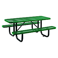 Global Industrial Expanded Steel Picnic Table, Rectangular, 72 x 62 x 29.5, Green Top, Green Base/Legs (GBE277152GN)