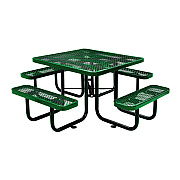 Global Industrial Expanded Steel Picnic Table, Square, 81 x 81 x 29.5, Green Top, Green Base/Legs (GBE277151GN)