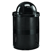 Global Industrial Outdoor Perforated Steel Trash Can with Dome Lid, 36 gal, Steel, Black (GBE261949BK)