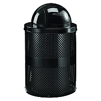 Global Industrial Outdoor Perforated Steel Trash Can with Dome Lid, 36 gal, Steel, Black (GBE261949BK)
