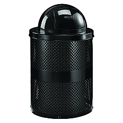 Global Industrial Outdoor Perforated Steel Trash Can with Dome Lid, 36 gal, Steel, Black (GBE261949BK)