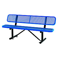 Global Industrial Expanded Steel Bench With Back, 72 x 24 x 33, Blue (GBE277154BL)