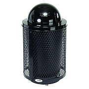 Global Industrial Outdoor Diamond Steel Trash Can with Base, 36 gal, Black (GBE261948BKD)