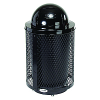 Global Industrial Outdoor Diamond Steel Trash Can with Base, 36 gal, Black (GBE261948BKD)