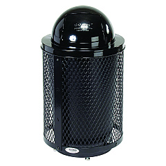 Global Industrial Outdoor Diamond Steel Trash Can with Base, 36 gal, Black (GBE261948BKD)