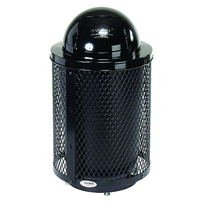 Global Industrial Outdoor Diamond Steel Trash Can with Base, 36 gal, Black (GBE261948BKD)