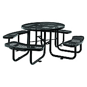Global Industrial Expanded Steel Picnic Table, Round, 46" Dia x 29.5"h, Black Top, Black Base/Legs (GBE277150BK)