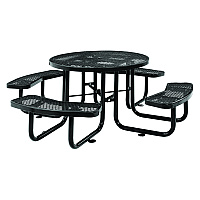 Global Industrial Expanded Steel Picnic Table, Round, 46" Dia x 29.5"h, Black Top, Black Base/Legs (GBE277150BK)
