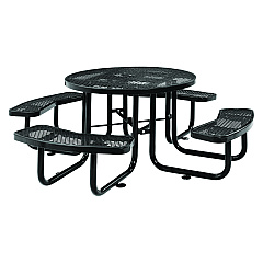 Global Industrial Expanded Steel Picnic Table, Round, 46" Dia x 29.5"h, Black Top, Black Base/Legs (GBE277150BK)