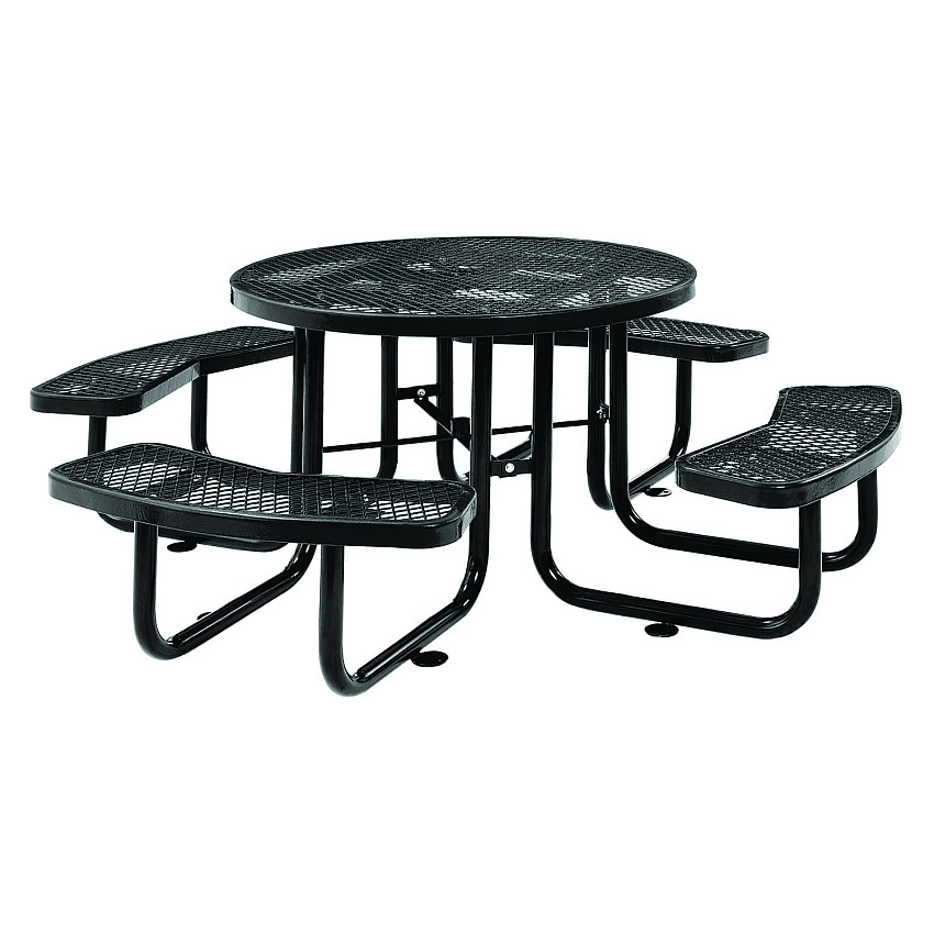 Global Industrial Expanded Steel Picnic Table, Round, 46" Dia x 29.5"h, Black Top, Black Base/Legs (GBE277150BK)