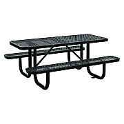 Global Industrial Expanded Steel Picnic Table, Rectangular, 72 x 62 x 29.5, Black Top, Black Base/Legs (GBE277152BK)