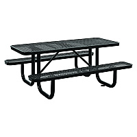 Global Industrial Expanded Steel Picnic Table, Rectangular, 72 x 62 x 29.5, Black Top, Black Base/Legs (GBE277152BK)