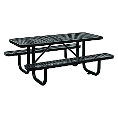 Global Industrial Expanded Steel Picnic Table, Rectangular, 72 x 62 x 29.5, Black Top, Black Base/Legs (GBE277152BK)