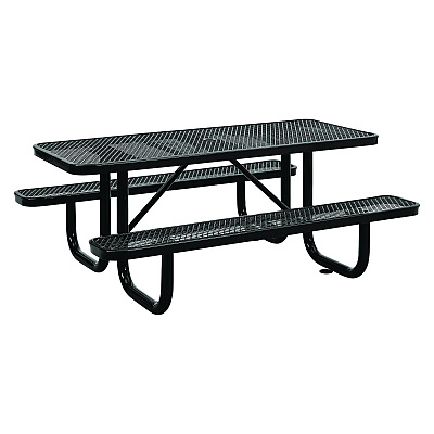 Global Industrial Expanded Steel Picnic Table, Rectangular, 72 x 62 x 29.5, Black Top, Black Base/Legs (GBE277152BK)